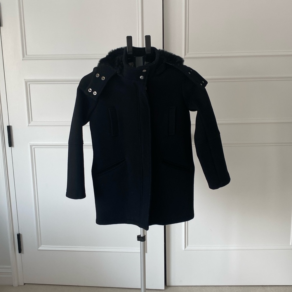 Vince Children’s Wool Blend Parka with Removable Faux Fur Hood